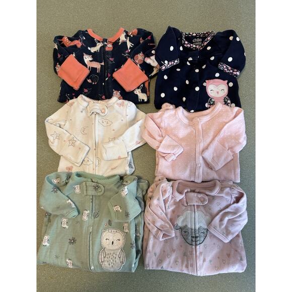 Preemie Sleeper One Pieces Sleepwear Bundle Of 6 Girl up to 5 lbs Carters - Picture 1 of 7